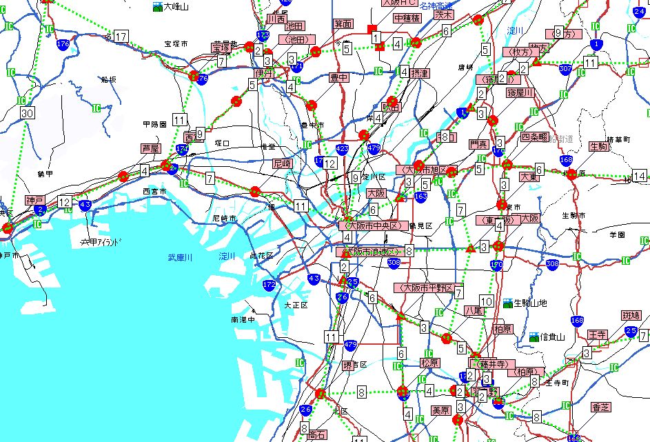 全国貨物自動車営業キロ程図、デジタル道路地図から距離運賃運賃を計算